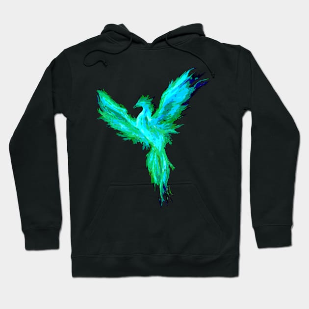 Green Posterized Pheonix Hoodie by xaxuokxenx